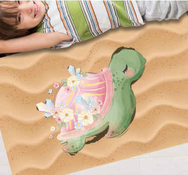 Baby sköldpaddor orange bakgrund baby lekmatta - Tenstickers