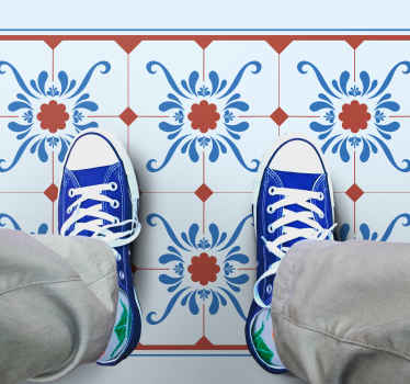 Tapis vinyle salle de bain carreaux couleur bleu "Granada" - TenStickers