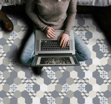 Geometrik kiremit fayans efekti pvc halı - TenStickers