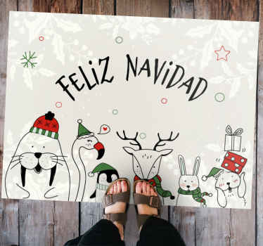 Alfombra vinílica navidad Navidad animales nórdicos - TenVinilo