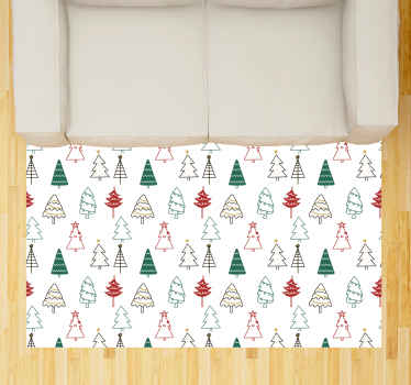 Tappeto Vinile Natale modello di alberi festivi - TenStickers
