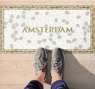 Amsterdam text print with mosaic pattern rug - TenStickers
