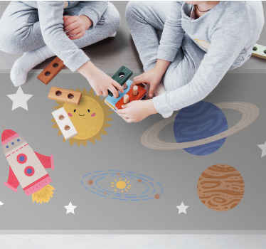 Tapis vinyle pour enfants thème de l'aventure spatiale - TenStickers