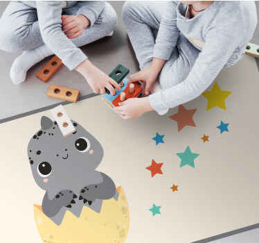 Aflombra vinílica animales Dinosaurio bebé gris - TenVinilo