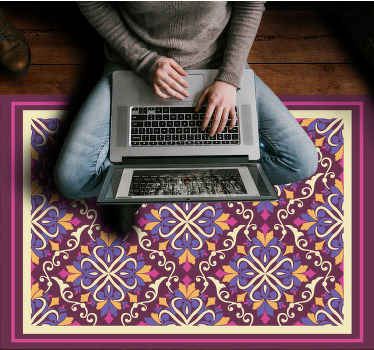 Alfombra vinílica geométrica patrón de mosaico adornado - TenVinilo