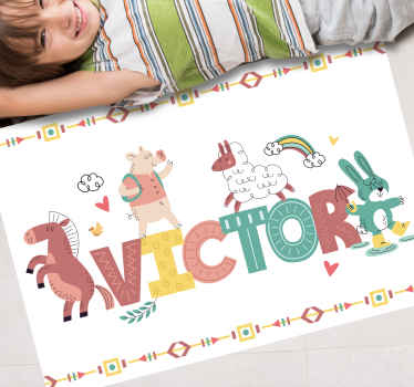 Playful Alphabet Animals custom floor mat - TenStickers