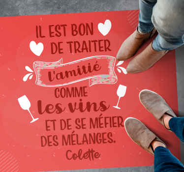 Tapis vinyle citation Des amis citent des amis et du vin - TenStickers