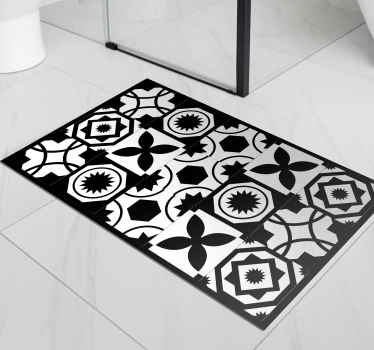Alfombra vinílica hidráulica Diseño clásico en blanco y negro - TenVinilo