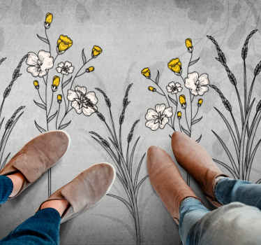 Vinyl Teppich Blumen blumenskizzendetail - TenStickers