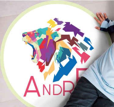 Színes oroszlán személyre szabása Vinil szőnyeg nevekkel - TenStickers