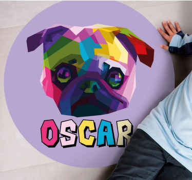 Geometric Canine Illustration custom vinyl rug - TenStickers