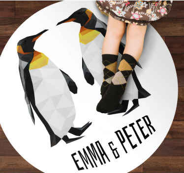 Geometrikus pingvinek Vinil szőnyeg nevekkel - TenStickers