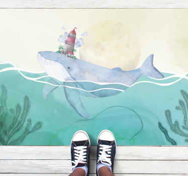 Alfombra vinílica infantil ballenas estilo escandinavo - TenVinilo