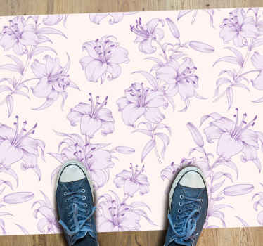 Vinyl Teppich Blumen lila blumenmuster - TenStickers