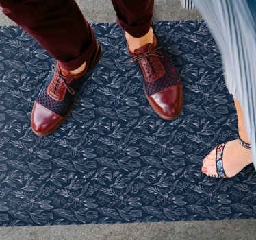 Floral Navy Elegance flower vinyl rug - TenStickers
