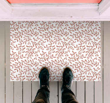 Terracotta små blade mønster vinyl tæppe - TenStickers