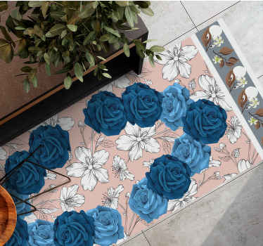 Elegant flowers lines floral rug - TenStickers