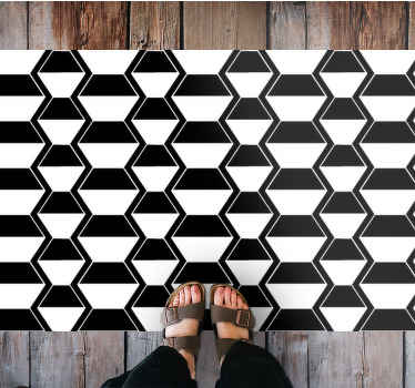 乙烯基地毯几何 几何黑白图案 - TenStickers