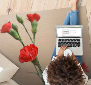 Alfombra vinílica flores con claveles rojos - TenVinilo