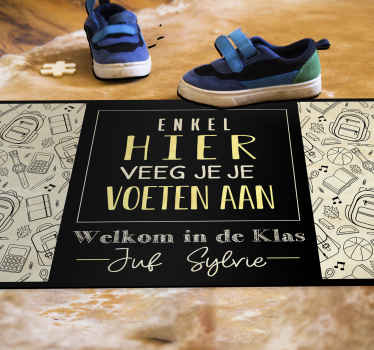 Veeg je voeten vinyl vloerkleed klaslokaal - TenStickers