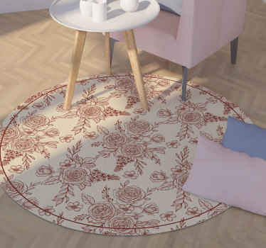Tapis vinyle motif floral style Toile de Jouy - TenStickers