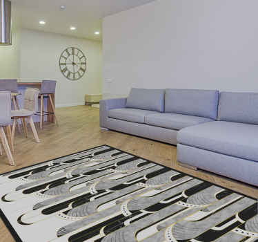 Tapis vinyle moderne Art Déco motif gris et noir - TenStickers