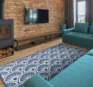 Tapis vinyle Art Déco motif bleu et blanc - TenStickers