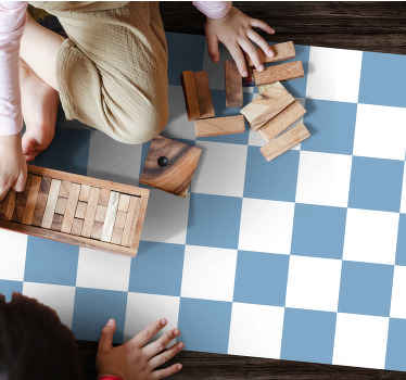 Alfombra vinílica dormitorio tonos  azul y blanco - TenVinilo