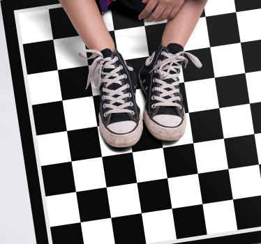 Alfombra vinílica cuadrada tablero ajedrez - TenVinilo