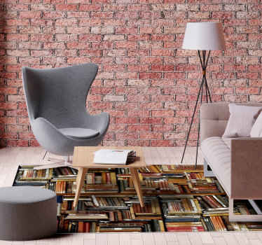 Alfombra vinílica vintage libros apilados - TenVinilo