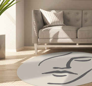 Tapis vinyle moderne beige dessin de visage - TenStickers