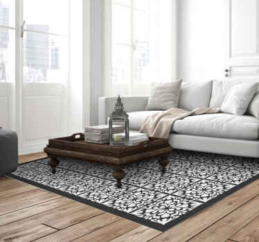 Tapis vinyle cuisine carrelage gothique noir et blanc - TenStickers