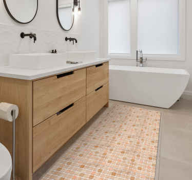 Alfombra vinilo baño mosaico gresite beige - TenVinilo