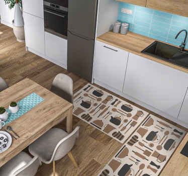 Alfombra vinílica cocina utensilio - TenVinilo