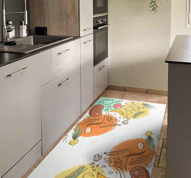 Alfombra cocina iconos de comida - TenVinilo