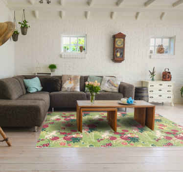 Alfombra vinilo flores Chinoiserie de seda oriental - TenVinilo