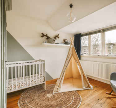 Tapis vinyle rond chambre bébé osier style bohème - TenStickers