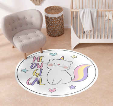 Alfombra vinílica infantil  gaticornio meowgical - TenVinilo