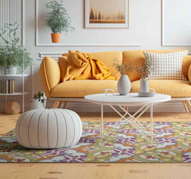 Alfombra de vinilo vintage patrón de baldosas ornamentales - TenVinilo