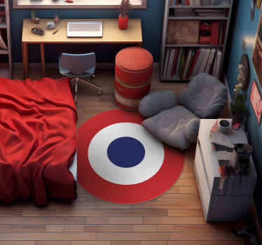Tapis vinyle rond cocarde française - TenStickers