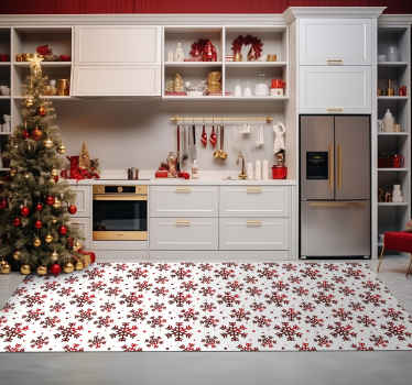 Tapis vinyle noël flocons de neige rouges - TenStickers