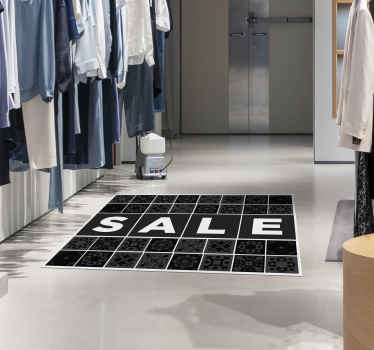 Patroontegels tekst verkoop vinyl tapijt zwart - TenStickers