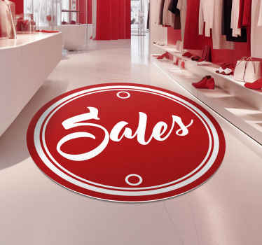 Red Circular Sales Text Circular Rug - TenStickers