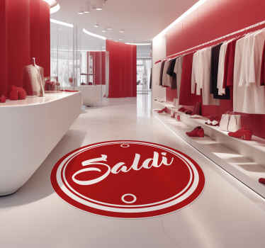 Tappeto in vinile rotondo rosso testo saldi - TenStickers