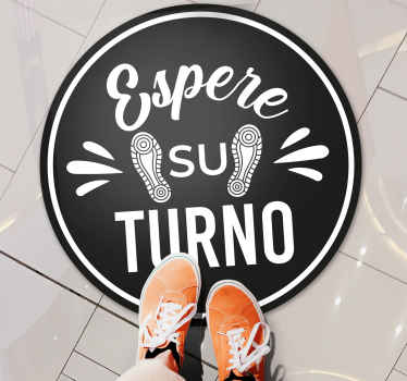 Alfombra vinílica redonda espere su turno - TenVinilo