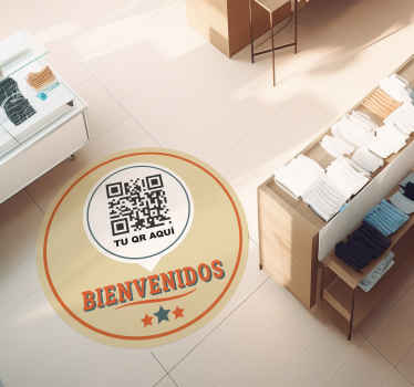 Alfombra vinílica beige QR personalizado - TenVinilo