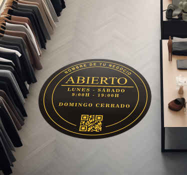 Alfombra vinílica redonda horario con qr personalizable - TenVinilo