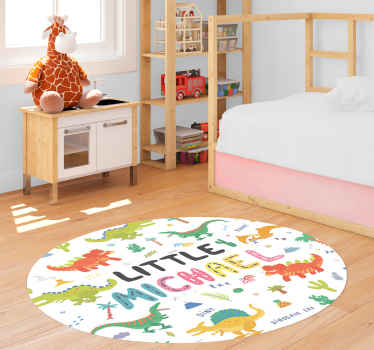 Dinosaurs Custom Name Circular Floor Mat - TenStickers