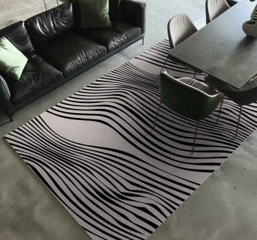 Vinyl Teppich Esszimmer schwarze abstrakte Linien - TenStickers