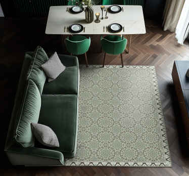 Vinyl Teppich Esszimmer Blumenfliesenmuster - TenStickers